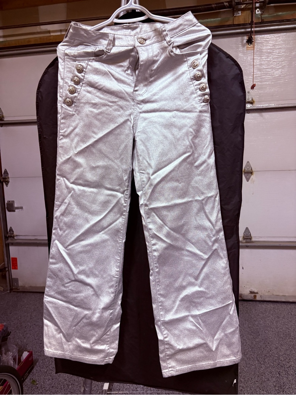 Silver woman’s Metallic Straight-Leg Pants